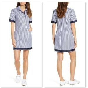1901 Blue White Striped Cotton Yacht Boating Golf Club Dress Womens Size 6